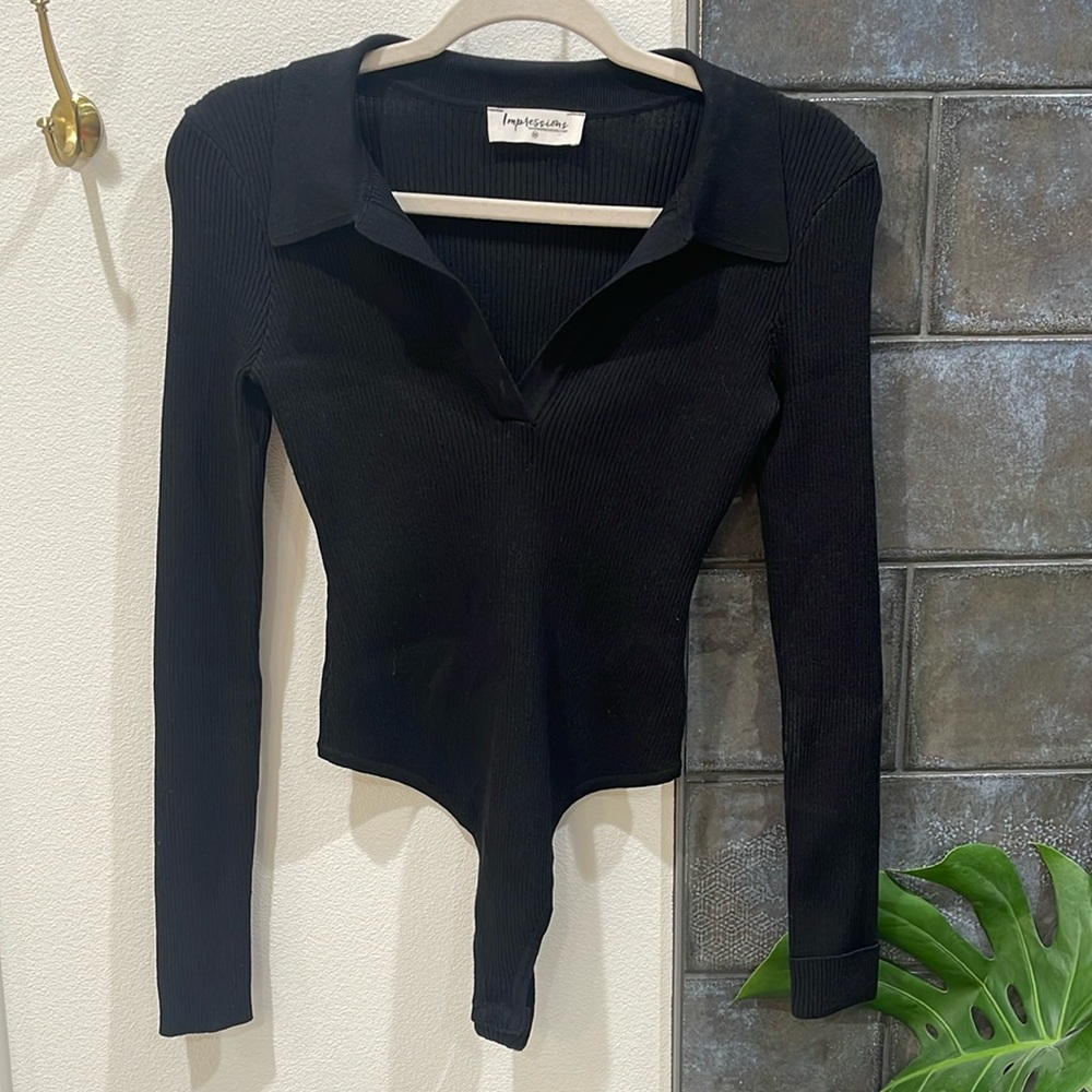 Ribbed long sleeve body suit